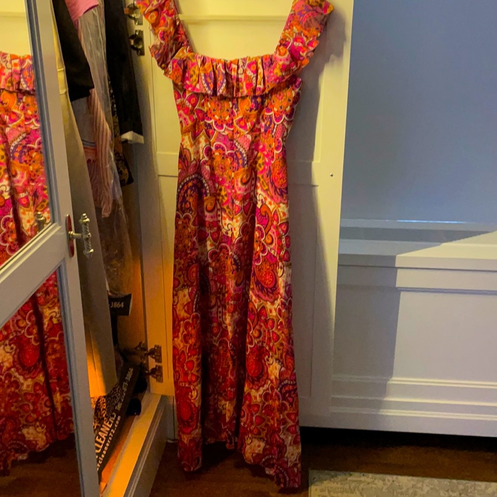 Zimmermann Fiesta Paisley Print Ruffle Midi Dress